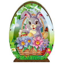 Load image into Gallery viewer, Easter Egg Rabbit Flower Basket-Wooden-Diamond Desktop Ornament With Lamp
