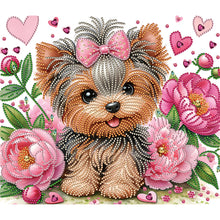 Load image into Gallery viewer, Flower Yorkshire Terrier-Partial Special Diamond Painting-35x30cm
