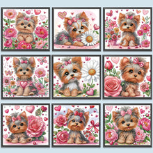 Load image into Gallery viewer, Flower Yorkshire Terrier-Partial Special Diamond Painting-35x30cm
