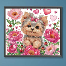 Load image into Gallery viewer, Flower Yorkshire Terrier-Partial Special Diamond Painting-35x30cm
