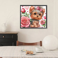 Load image into Gallery viewer, Flower Yorkshire Terrier-Partial Special Diamond Painting-35x30cm
