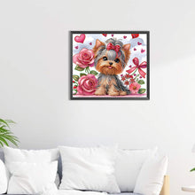 Load image into Gallery viewer, Flower Yorkshire Terrier-Partial Special Diamond Painting-35x30cm
