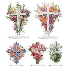 Load image into Gallery viewer, Flower Cross-Single Side Drill-Acrylic Diamond Desktop Ornament
