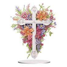 Load image into Gallery viewer, Flower Cross-Single Side Drill-Acrylic Diamond Desktop Ornament
