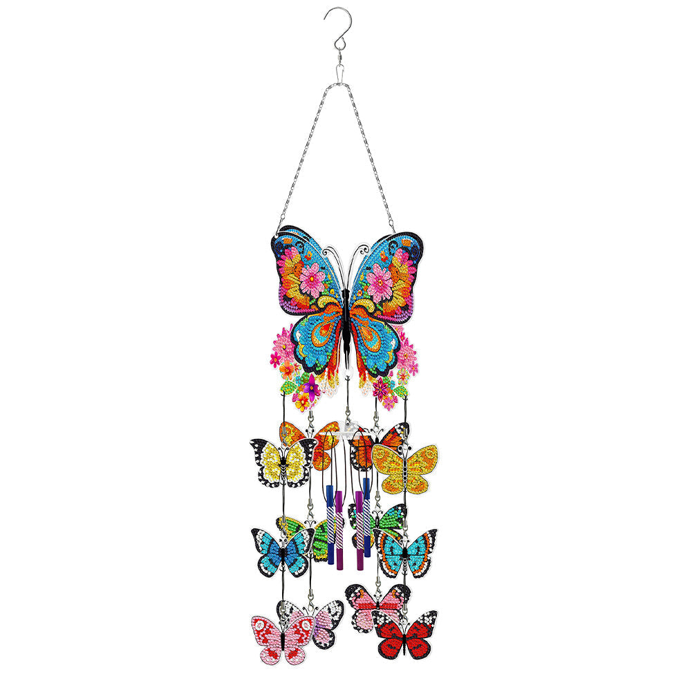 Butterfly-Wind Chime Double Sided-Diamond Pendant