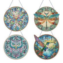 Load image into Gallery viewer, Owl Hummingbird Dragonfly Butterfly-Wooden Diamond Clock Pendant
