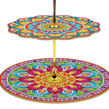 Load image into Gallery viewer, 3-Tiered Mandala Diamond Painting Tray Stand Round Serving Tray
