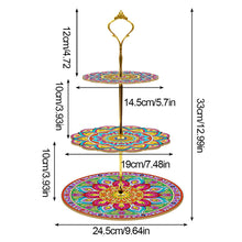 Load image into Gallery viewer, 3-Tiered Mandala Diamond Painting Tray Stand Round Serving Tray
