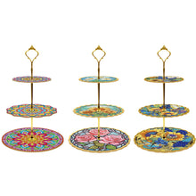 Load image into Gallery viewer, 3-Tiered Mandala Diamond Painting Tray Stand Round Serving Tray
