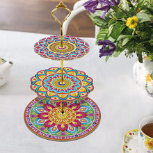 Load image into Gallery viewer, 3-Tiered Mandala Diamond Painting Tray Stand Round Serving Tray
