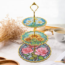 Load image into Gallery viewer, 3-Tiered Mandala Diamond Painting Tray Stand Round Serving Tray
