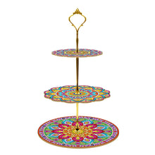 Load image into Gallery viewer, 3-Tiered Mandala Diamond Painting Tray Stand Round Serving Tray
