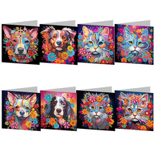 Load image into Gallery viewer, 8Pcs/Set-Cat dog-Diamond Greeting Cards
