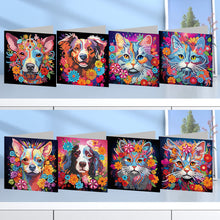 Load image into Gallery viewer, 8Pcs/Set-Cat dog-Diamond Greeting Cards
