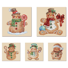 Load image into Gallery viewer, 5Pcs/Set Christmas Gingerbread Man-Diamond Greeting Cards
