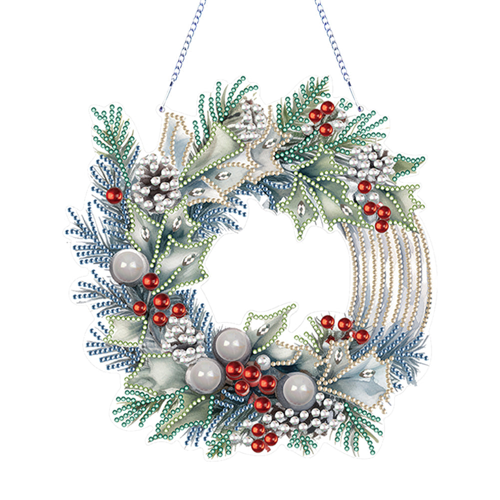 Christmas Wreath-Single Side Diamond Pendant