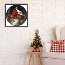 Load image into Gallery viewer, Christmas Snow Red House-Full Round Diamond Painting-30x30cm
