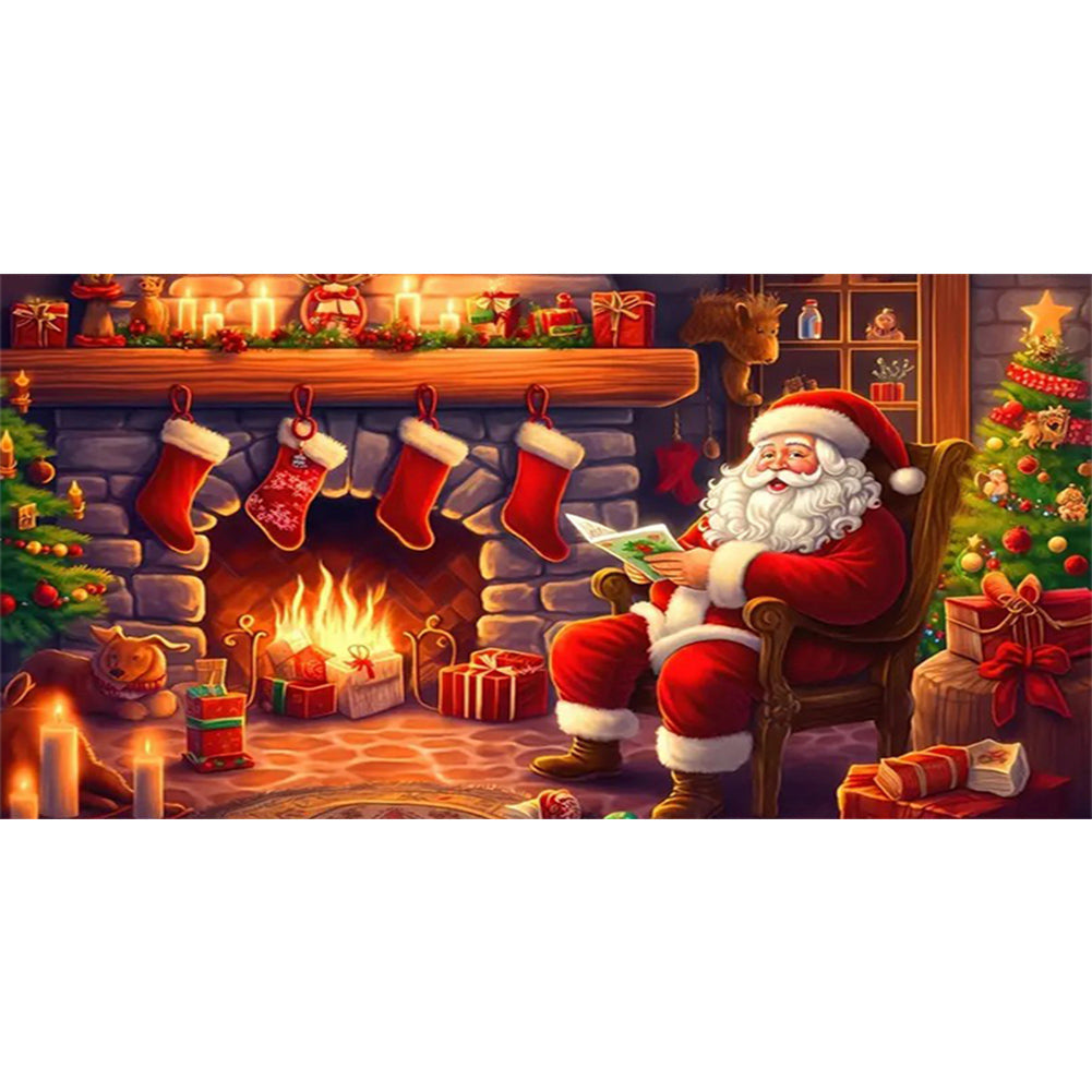 Santa Claus-Full Round Diamond Painting-60x30cm-Large Size