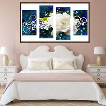 Load image into Gallery viewer, 4pcs/set White Rose - Full Drill Round Drill Painting - 95x45cm
