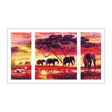 Load image into Gallery viewer, 3pcs/set Elephant - Full Drill Round Drill Painting - 80x45cm
