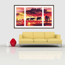 Load image into Gallery viewer, 3pcs/set Elephant - Full Drill Round Drill Painting - 80x45cm
