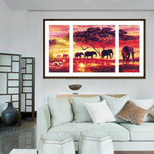 Load image into Gallery viewer, 3pcs/set Elephant - Full Drill Round Drill Painting - 80x45cm
