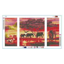 Load image into Gallery viewer, 3pcs/set Elephant - Full Drill Round Drill Painting - 80x45cm
