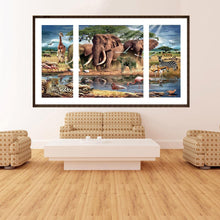 Load image into Gallery viewer, 3pcs/set Animal Family - Full Drill Round Drill Painting - 80x45cm
