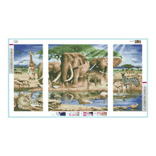 Load image into Gallery viewer, 3pcs/set Animal Family - Full Drill Round Drill Painting - 80x45cm
