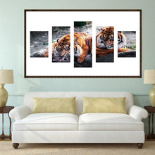 Load image into Gallery viewer, 5pcs/set 2 Tigers - Full Drill Round Drill Painting - 95x45cm
