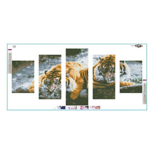 Load image into Gallery viewer, 5pcs/set 2 Tigers - Full Drill Round Drill Painting - 95x45cm
