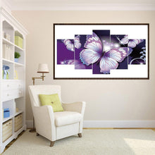 Load image into Gallery viewer, 5pcs/set Purple Butterfly - Full Drill Round Drill Painting - 95x45cm
