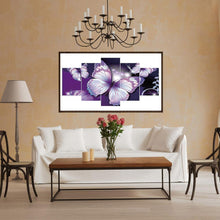 Load image into Gallery viewer, 5pcs/set Purple Butterfly - Full Drill Round Drill Painting - 95x45cm
