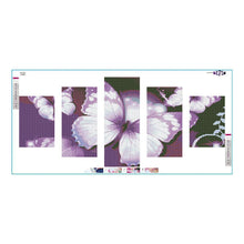 Load image into Gallery viewer, 5pcs/set Purple Butterfly - Full Drill Round Drill Painting - 95x45cm
