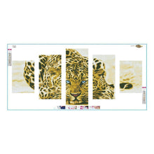 Load image into Gallery viewer, 5pcs/set Leopard - Full Drill Round Drill Painting - 95x45cm
