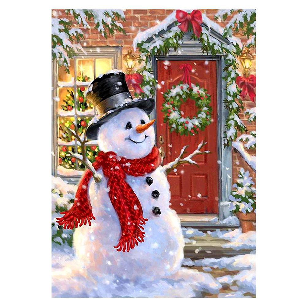 Christmas Snowman - Full Drill Round Drill - 40x30cm