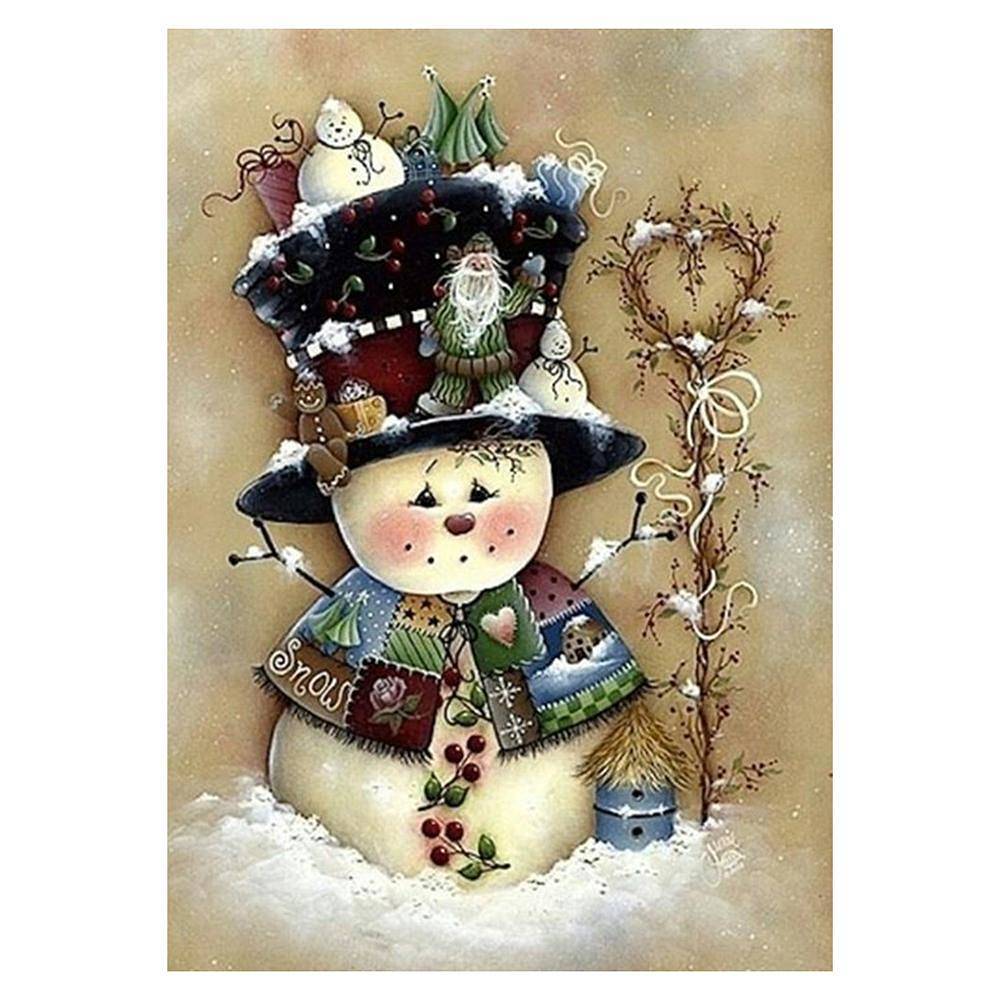 Xmas Snowman - Full Drill Round Drill - 30x40cm