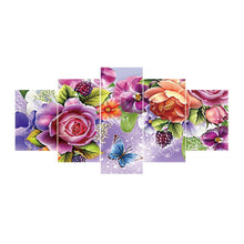 Load image into Gallery viewer, 5pcs/set Butterfly Flowers - Full Drill Round Drill Painting - 95x45cm
