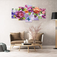 Load image into Gallery viewer, 5pcs/set Butterfly Flowers - Full Drill Round Drill Painting - 95x45cm
