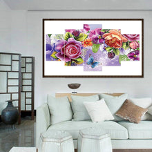 Load image into Gallery viewer, 5pcs/set Butterfly Flowers - Full Drill Round Drill Painting - 95x45cm
