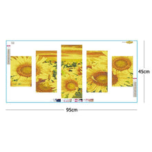 Load image into Gallery viewer, 5pcs/set Sunflower - Full Drill Round Drill Painting  - 95x45cm
