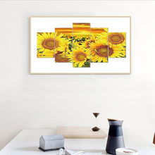 Load image into Gallery viewer, 5pcs/set Sunflower - Full Drill Round Drill Painting  - 95x45cm
