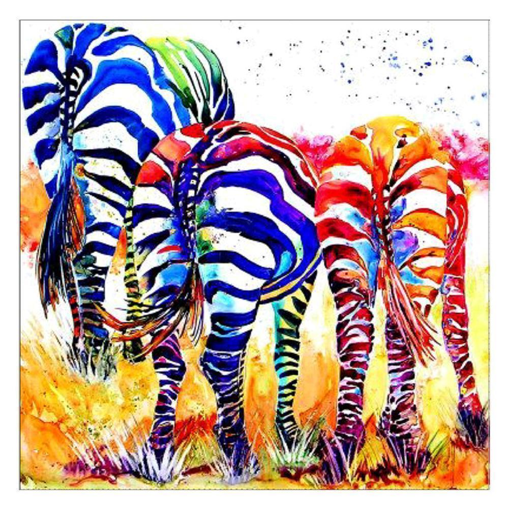 Colorful Zebra - Full Drill Round Drill - 30x30cm