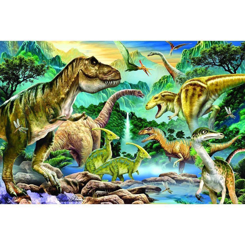 Dinosaurs River - Full Drill Round Drill - 40x30cm