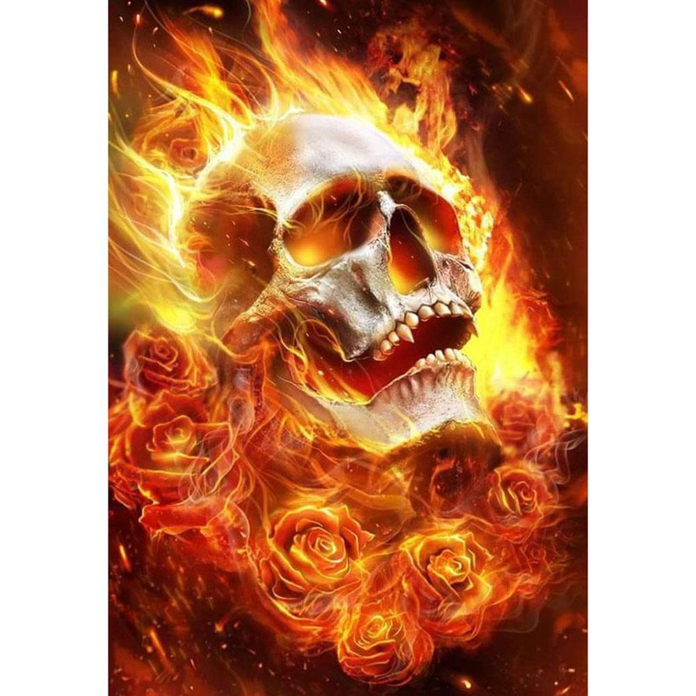 Fire Skull - Full Drill Round Drill - 30x40cm