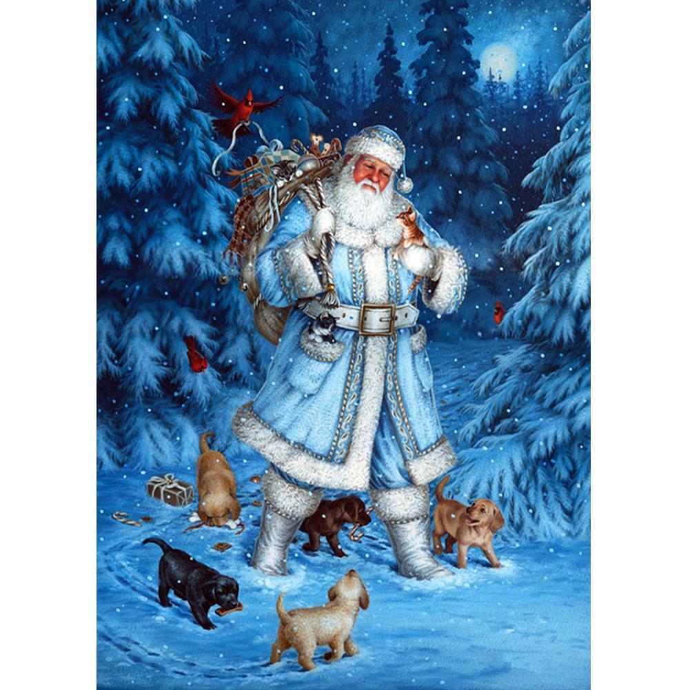 Santa Claus Snowman  - Full Drill Round Drill - 40x30cm