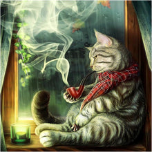 Load image into Gallery viewer, Smoking Cat - Full Drill Round Drill - 30x30cm
