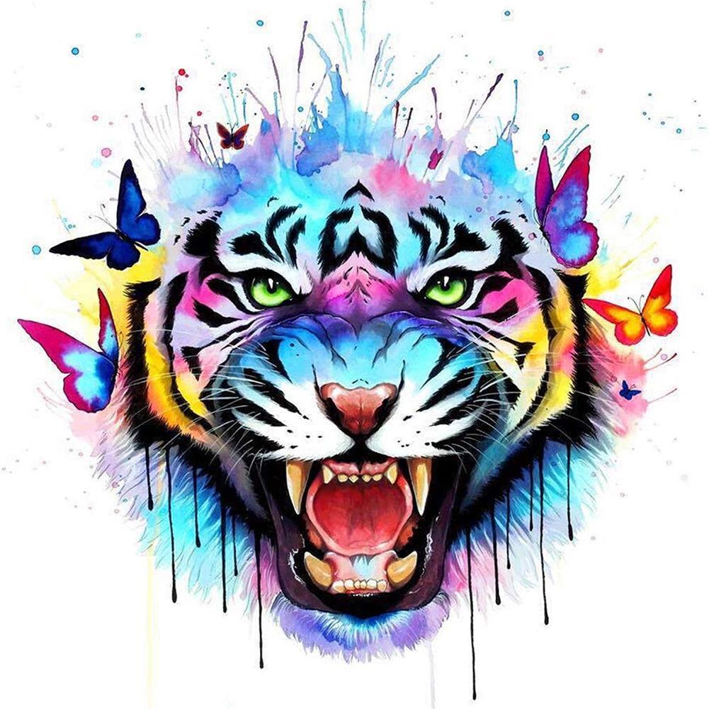 Colorful Tiger - Full Drill Round Drill - 30x30cm