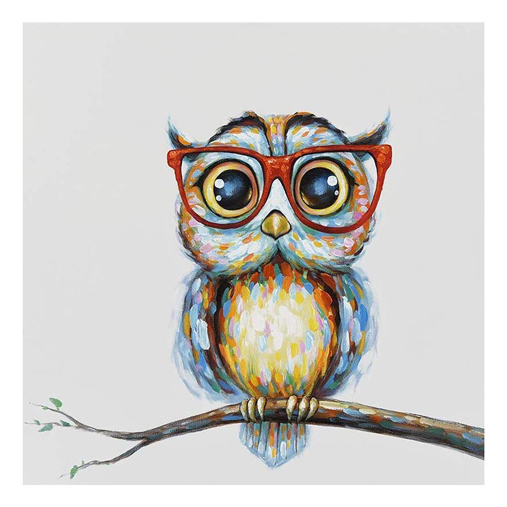 Glasses Owl - Full Drill Round Drill - 30x30cm