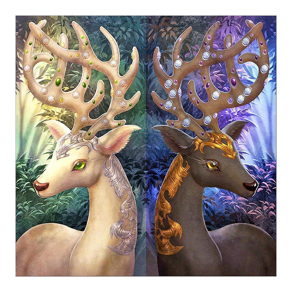 Deer Ornaments - Full Drill Round Drill - 30x30cm